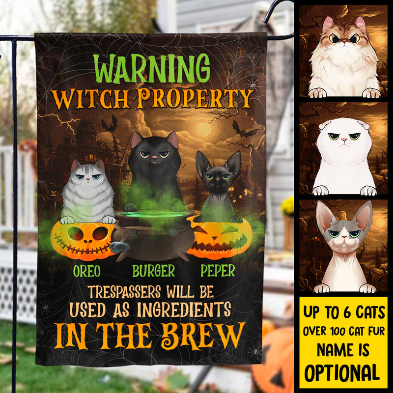 Custom Name Halloween Witch Cat Gifts for Cat Lovers - Personalized Flag