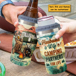 Custom Name Bear Camping Gifts for Couples - Personalized Can Cooler