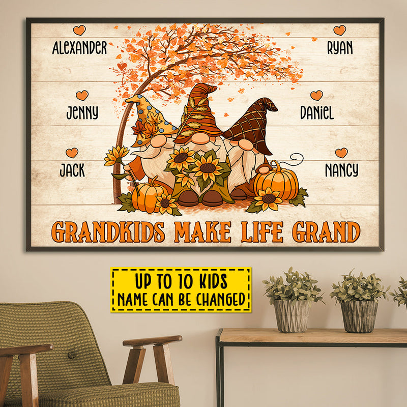 Custom Name Fall Grandkids Gifts for Grandparents - Personalized Poster