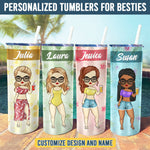 Custom Name Summer Beach Girl Gifts for Women - Personalized Skinny Tumbler