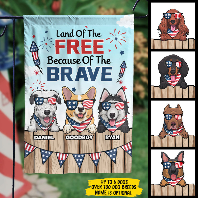 Land Of The Free, Because Of The Brave - 4th Of July Decoration - Personalized Dog Flag