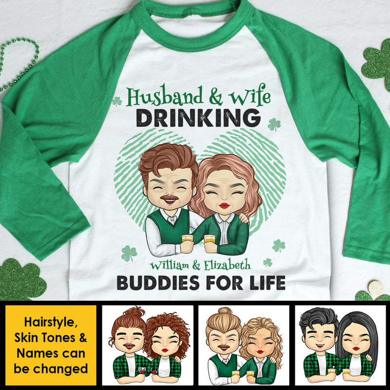 Custom Name Husband Wife Drinking Couple Gifts - Personalized Raglan Shirt