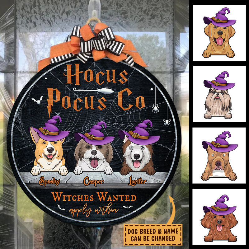 Custom Pet Name Halloween Witch Dog Decor - Personalized Wood Sign