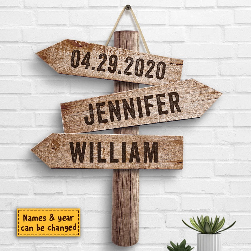 Custom Name Date Wedding Decor - Personalized Wood Sign