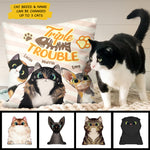 Custom Cat Breed & Name Triple Trouble Gifts for Cat Lovers - Personalized Pillow
