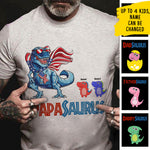 Custom Name PapaSaurus Dinosaur Gifts for Dad - Personalized Apparel