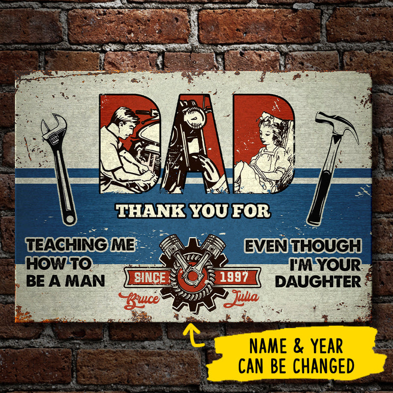 Custom Father Daughter Thank You Gifts - Personalized Metal Sign