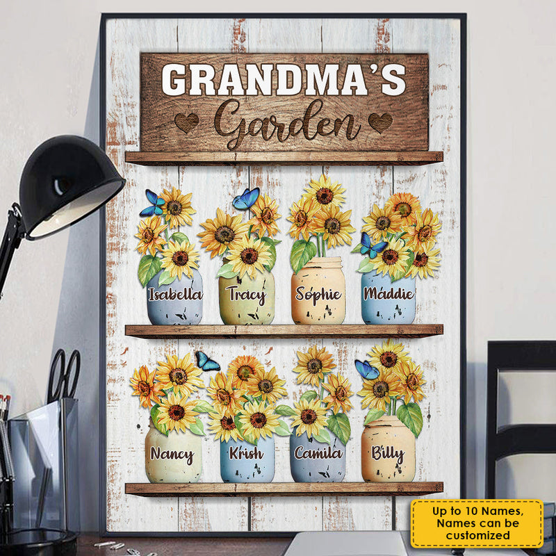 Custom Name Grandma's Garden Gifts for Grandma - Personalized Poster