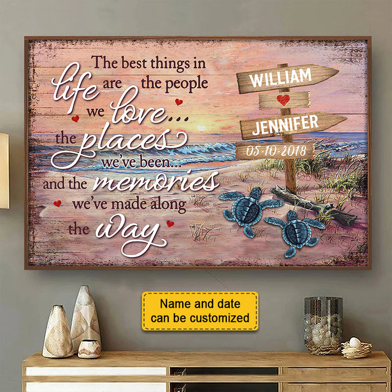 Custom Name Beach Memories Couple Gifts - Personalized Poster