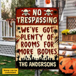 Custom Family Name Funny Zombie Warning Decor - Personalized Metal Sign