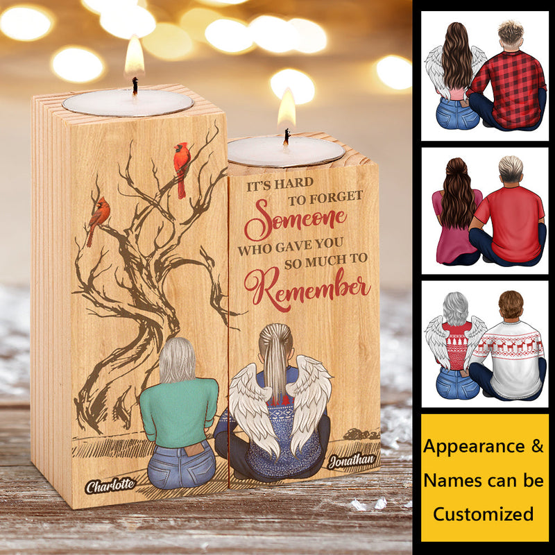 Custom Name Memorial Angel Remembrance Decor - Personalized Color Candle Holder