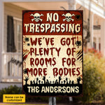 Custom Family Name Funny Zombie Warning Decor - Personalized Metal Sign