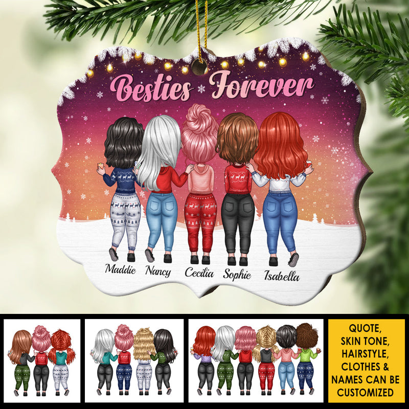 Not Sisters By Blood But Sisters By Heart - Personalized Custom Benelux Shaped Wood Christmas Ornament