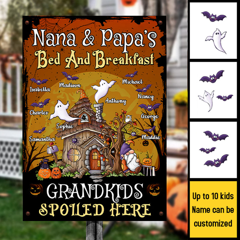 Custom Name Halloween Grandkids Gifts for Grandparents - Personalized Metal Sign