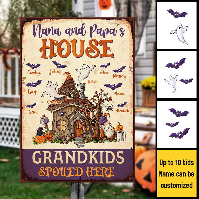Custom Name Halloween Grandkids Gifts for Grandparents - Personalized Metal Sign