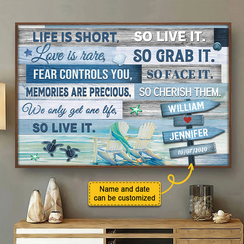 Custom Name Beach Life Quote Decor - Personalized Poster
