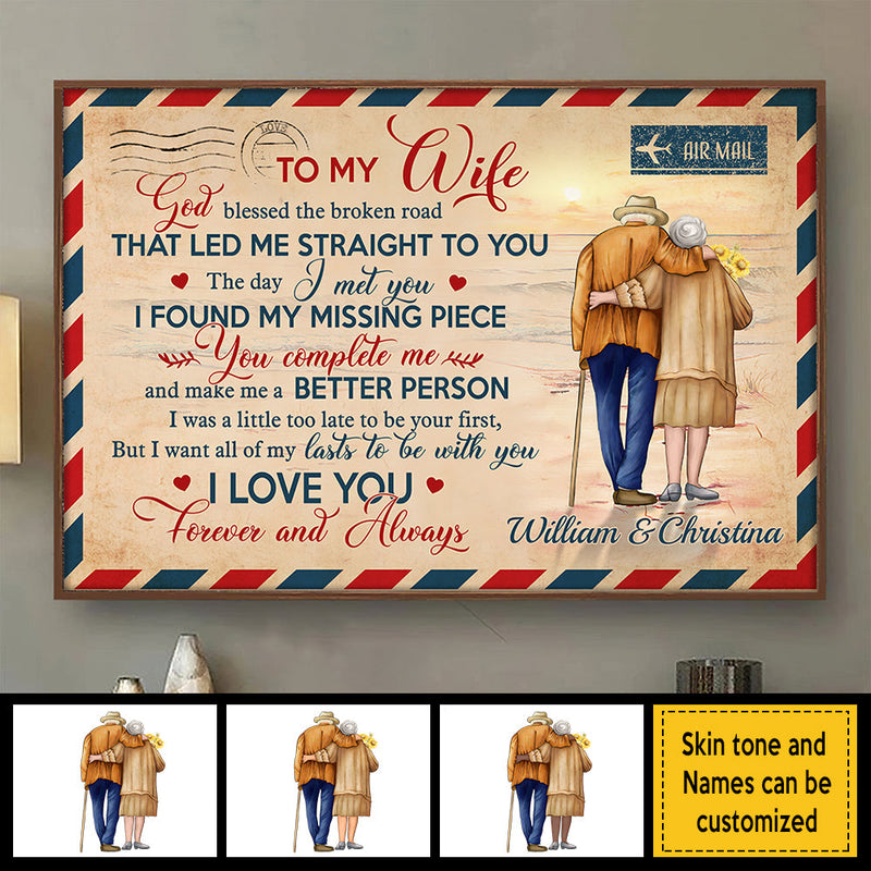 Custom Name Romantic Anniversary Gifts for Wife - Personalized Poster