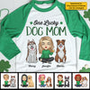 One Lucky Dog Mom, Girl Sitting - Personalized St. Patrick's Day Unisex Raglan Shirt