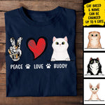 Peace Love Buddy Cat Lover Design - Cat Lover Apparel