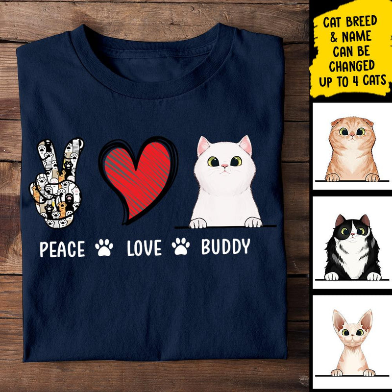 Peace Love Cat - Personalized Custom T-shirt
