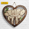 Elephant Couple From Our First Kiss - Personalized Shaped Wood Sign - Gift For Couples, Husband Wife