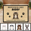 Bienvenue personnalisée à la Maison du Chat French- Funny Personalized Cat Decorative Mat (WT)