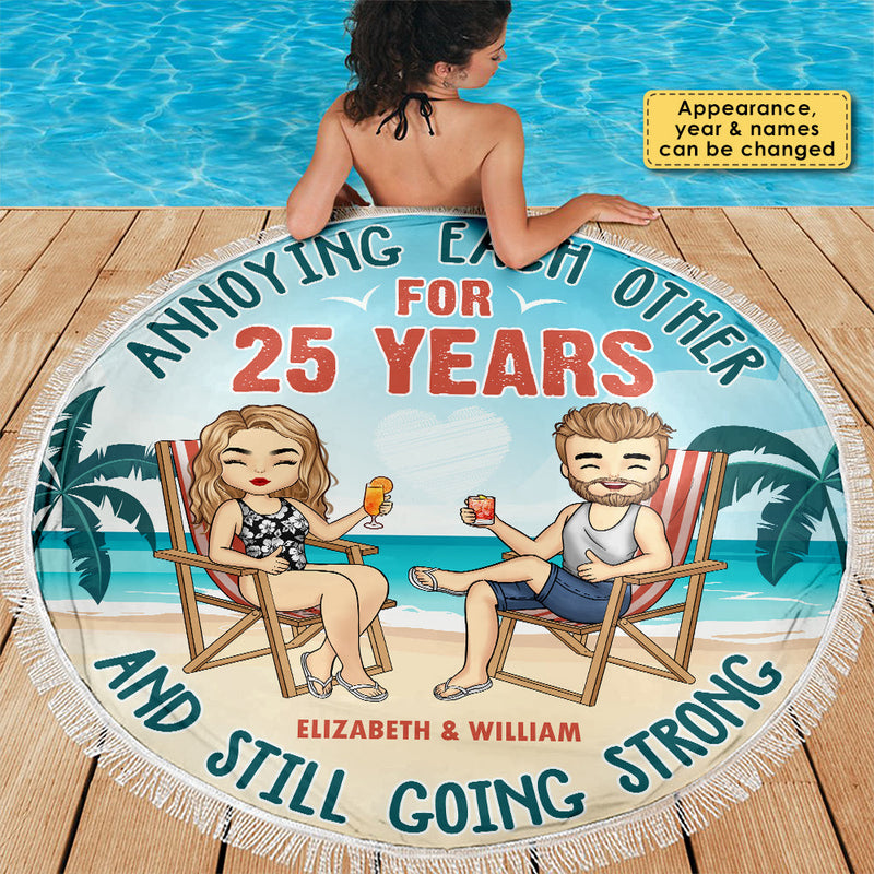 Custom Name 25th Anniversary Gifts for Couples - Personalized Beach Towel