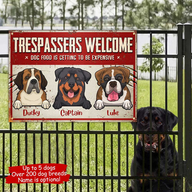 Custom Dog Name Warning Gifts for Dog Lovers - Personalized Metal Sign