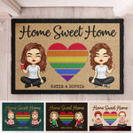 Custom Name Rainbow Couple Home Decor - Personalized Doormat
