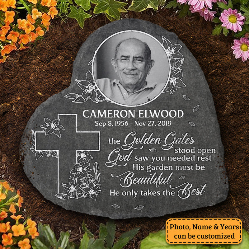 Custom Photo Memorial Garden Tribute - Personalized Memorial Stone