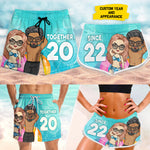 Custom Anniversary Couple Gifts - Personalized Couple Beach Shorts