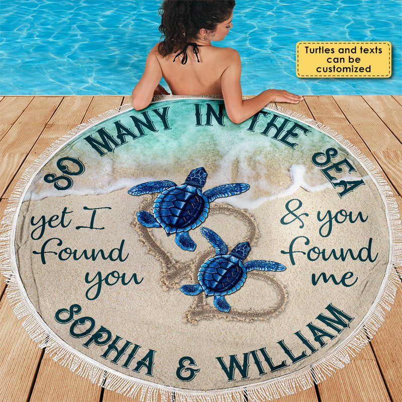 Custom Name Sea Turtle Couple Gifts - Personalized Beach Towel