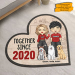 Custom Name Couple and Dog Family Gifts - Personalized Shaped Doormat