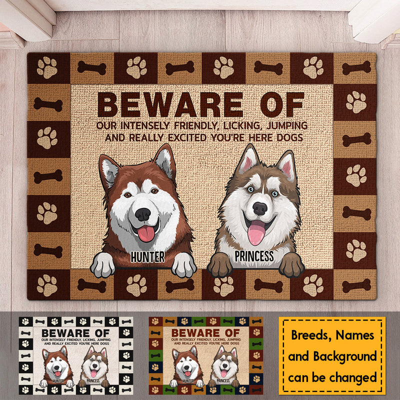 Beware Of Our Intensely - Personalized Decorative Mat - Gift For Dog Lovers, Dog Owners, Dog Gift, Gift For Pet Lovers