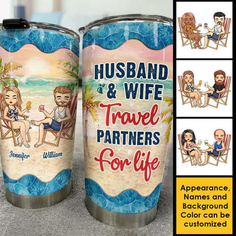 Custom Name Husband Wife Travel Gifts for Couples - Personalized Tumbler