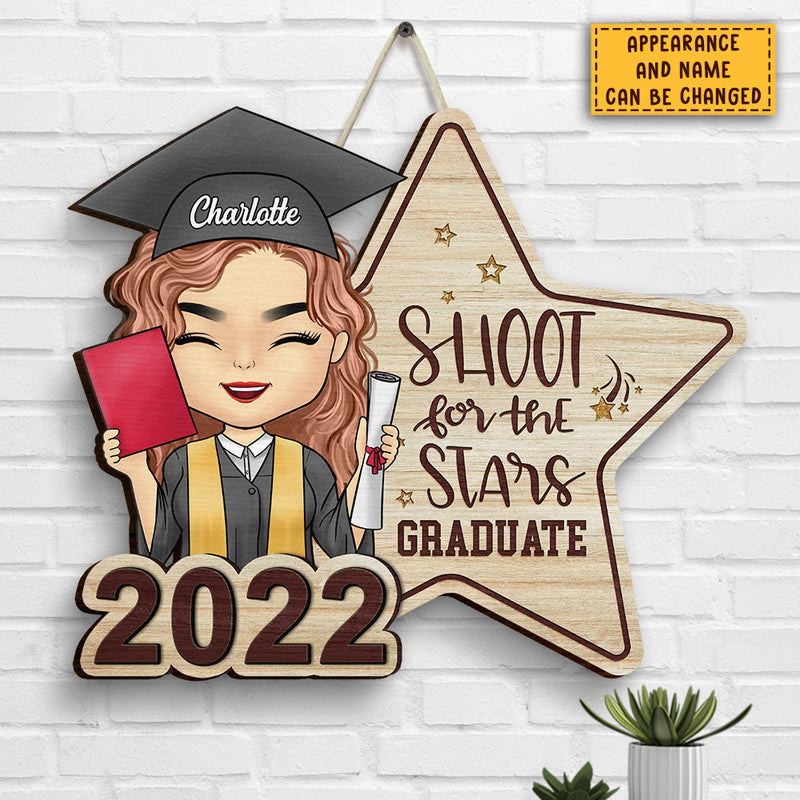 Custom Name Shoot for the Stars Graduation Gifts for Her - Personalized Wood Sign