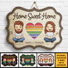 Home Sweet Home In This House - Personalized Shaped Wood Sign - Gift For Couples, Husband Wife