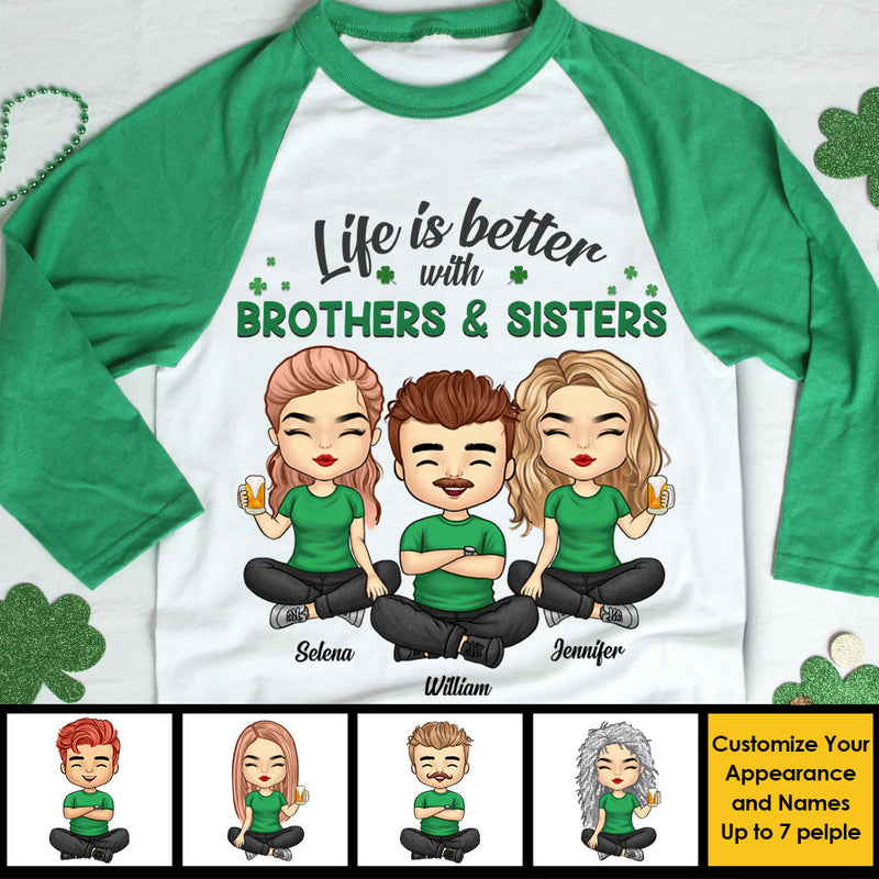 Custom Name Brothers and Sisters Gifts - Personalized Raglan Shirt