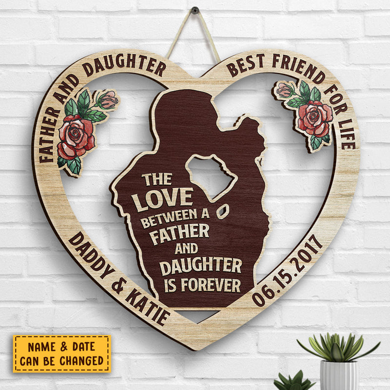 Custom Name Date Father Daughter Gifts - Personalized Wood Sign