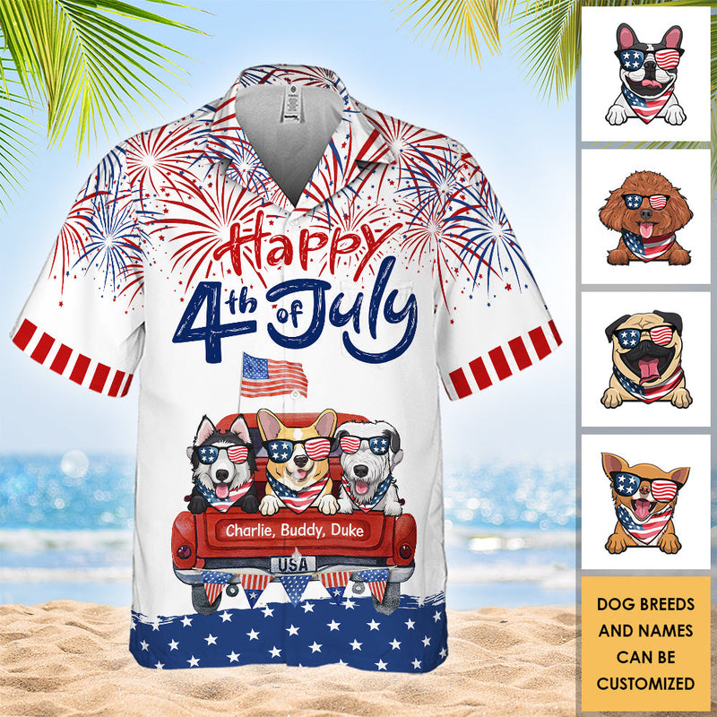 Happy 4th Of July Together - Personalized Hawaiian Shirt - Gift For Dad, Gift For Pet Lovers