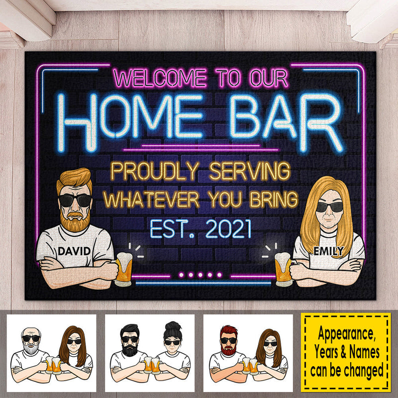 Custom Name Home Bar Gifts for Couples - Personalized Doormat