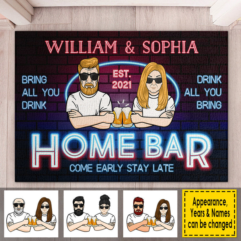 Custom Name Home Bar Couple Gifts - Personalized Doormat