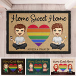 Custom Name Rainbow Couple Home Decor - Personalized Doormat