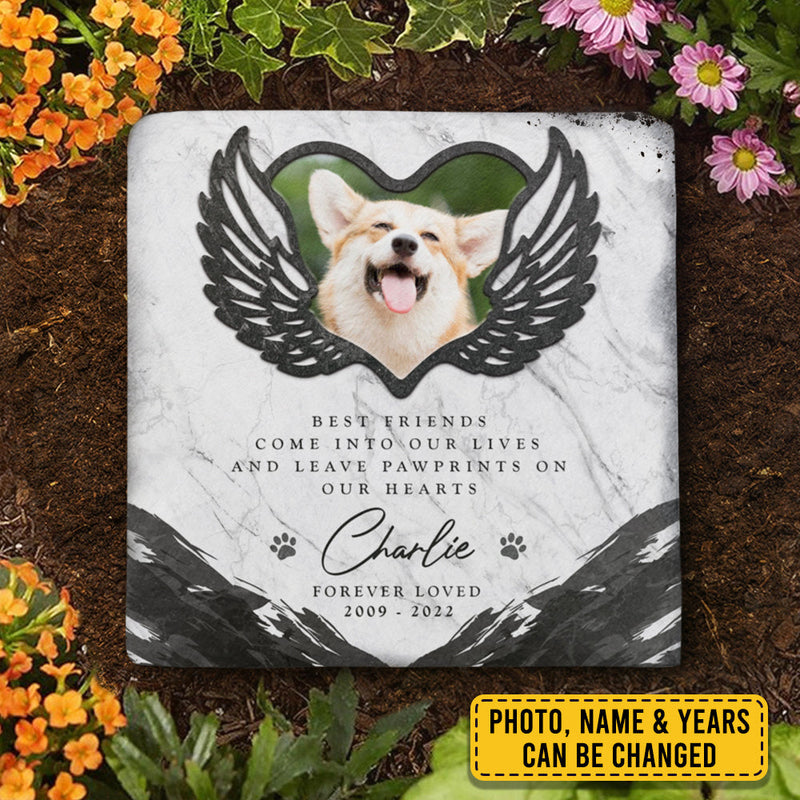 You Leave Paw Prints On Our Hearts - Personalized Memorial Stone, Pet Grave Marker - Upload Image, Memorial Gift, Sympathy Gift