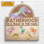 Custom Name Dinosaur Fatherhood Gifts for Dad - Personalized Wood Sign