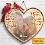 Custom Photo Cardinal Memorial Heart Decor - Personalized Wood Sign