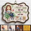 Plant Lady And Lovely Dogs - Personalized Shaped Wood Sign - Gift For Gardening Lovers