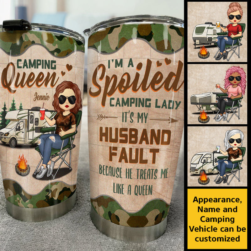 Custom Name Funny Camping Queen Gifts for Women - Personalized Tumbler