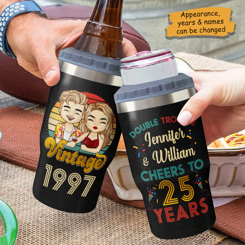 Custom Name 25th Anniversary Gifts for Couples - Personalized Can Cooler