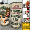 A Woman Loves Camping & Dogs - Personalized Tumbler - Gift For Camping Lovers, Gift For Pet Lovers